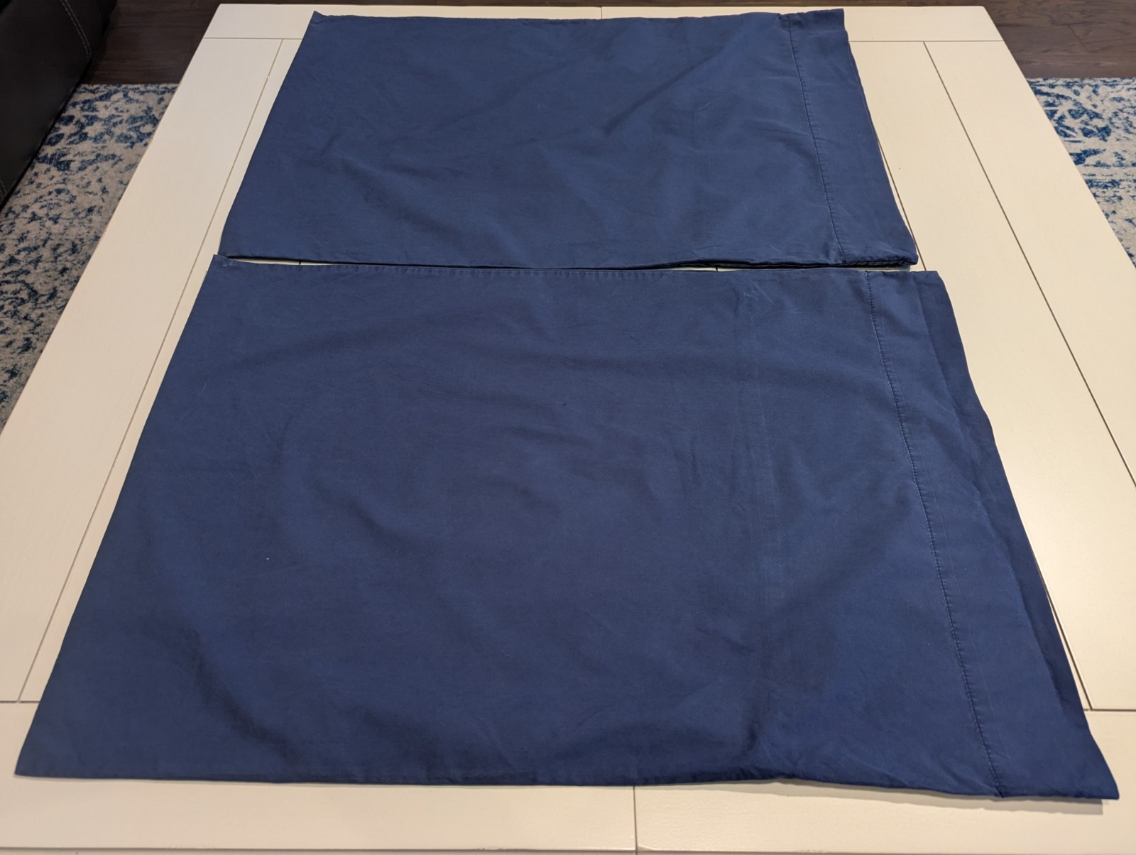 Pottery Barn Kids Two Standard Pillowcases Navy Blue