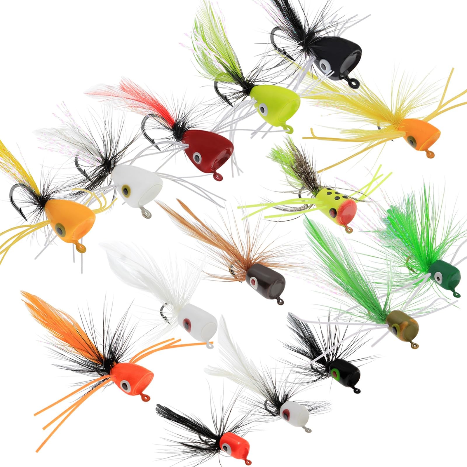 Ghanneey 15pcs Fly Fishing Different size, A:15pcs Poppers