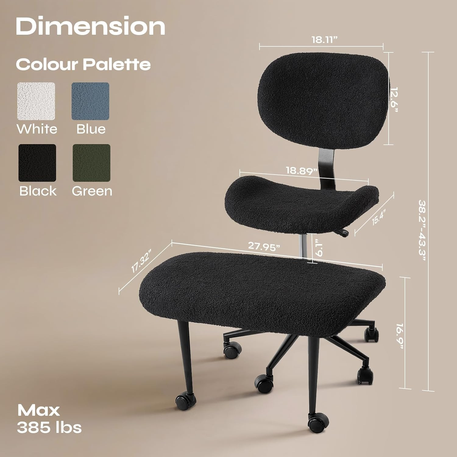 Ergonomic Cross Legged Chair for ADHD, Meditation Chair with 360° Swivel Wheels,