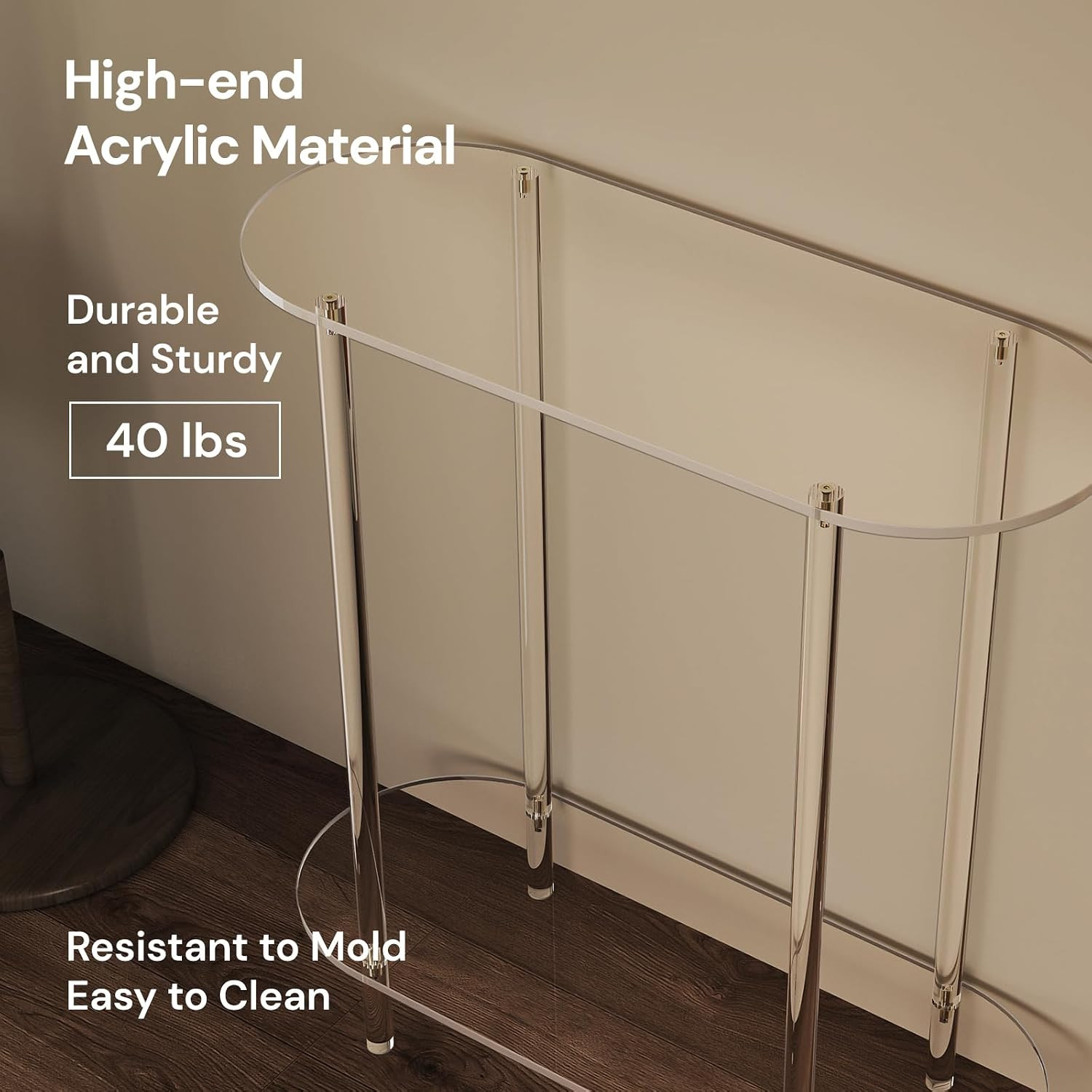 Acrylic Console Table, Oval, 29.5" Small Entryway Table, Clear Entry Table for S