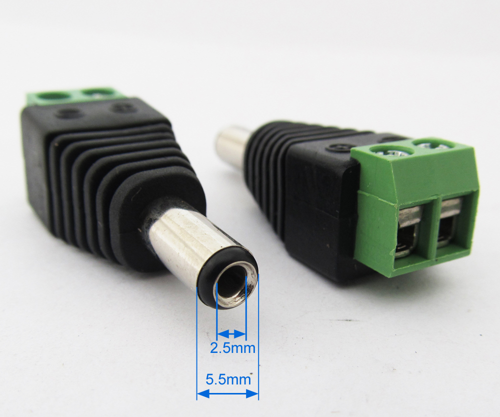 100pcs 5.5x2.5mm 2.5mm CCTV DC Power Male Plug Free Solder Terminal Connector