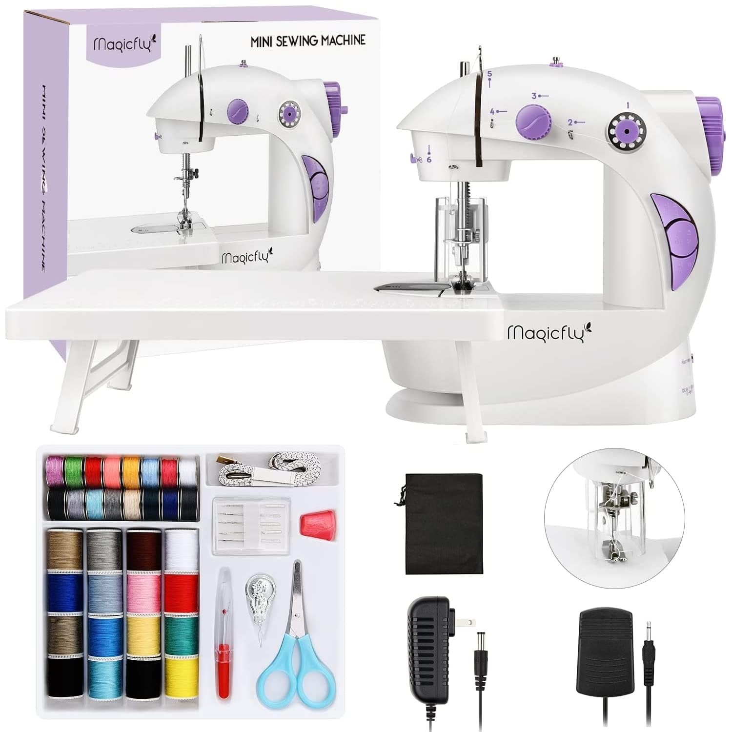 Mini Sewing Machine with Extension Table, Dual Speed Portable Sewing Machine for