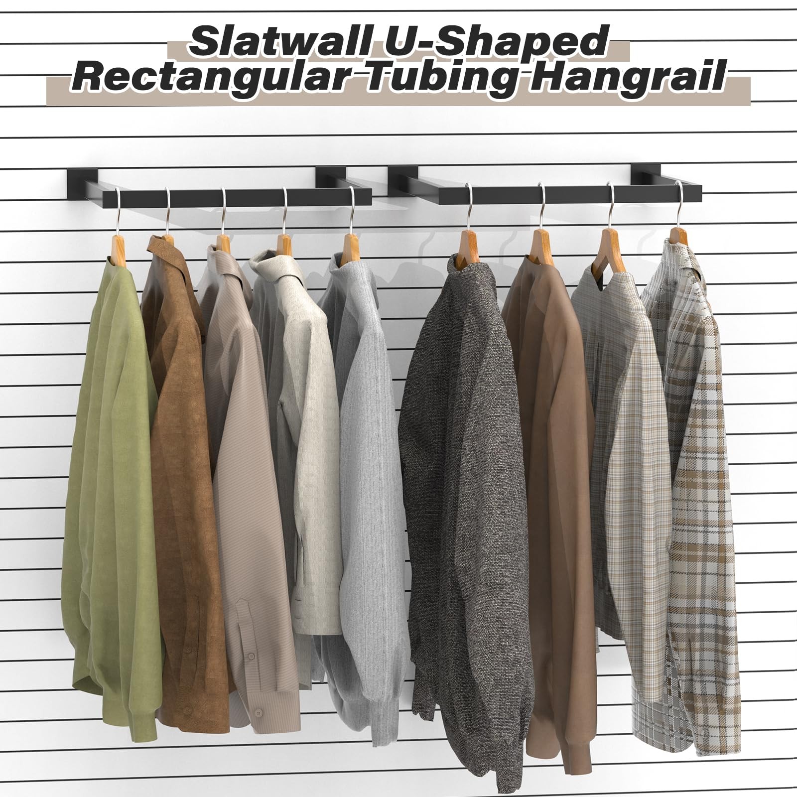 4-Pack U-Shaped Slatwall Hangrail Tubing - 16x12 Inch Rectangular Display