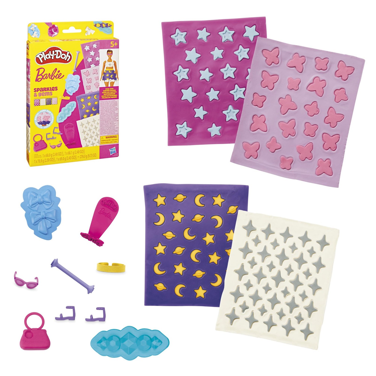 Play-Doh Barbie Sparkles and Gems Accessory Pack, 4 Refill Pattern Sheets of
