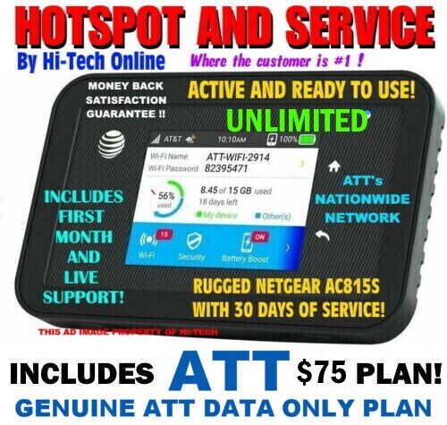 💥 HOTSPOT WITH ✅ UNLIMITED MONTH SERVICE INCLUDED ✅ ATT  ✅ EASY REFILLS!