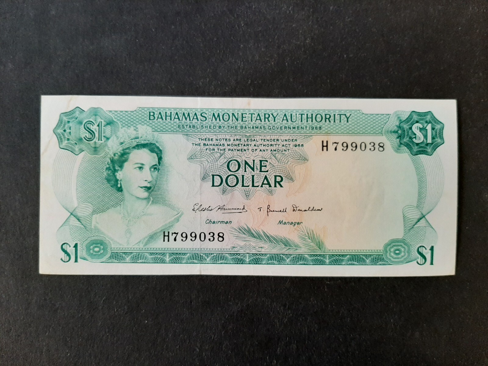 Bahamas p-27, XF, 1 Dollar, 1968, QEII