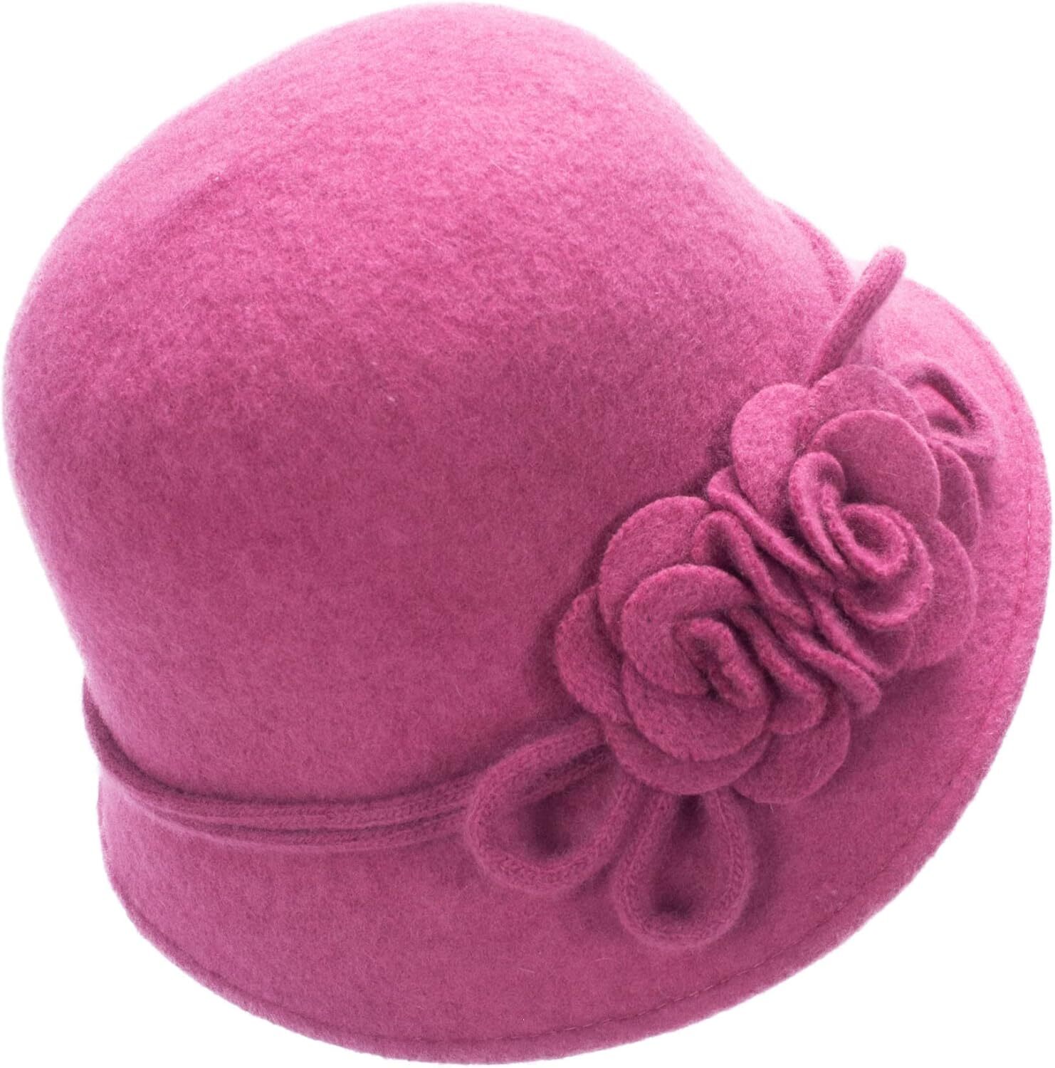 Lawliet Womens Retro Collapsible Soft Knit Wool One Size-X-Large, Dark Pink