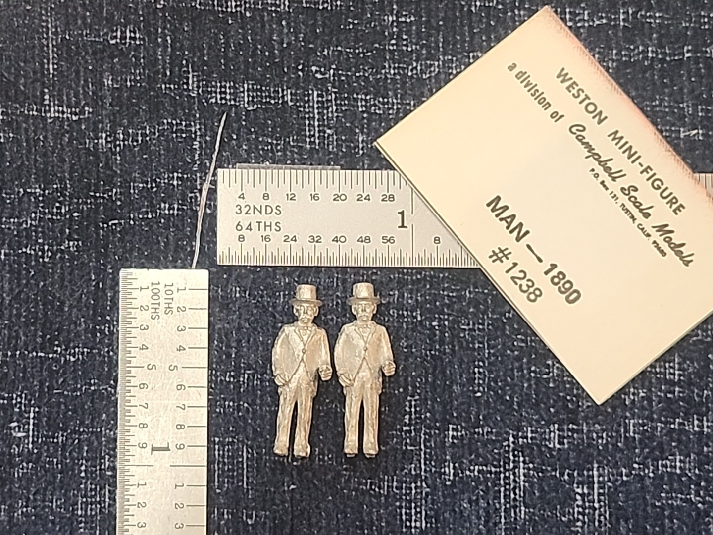 Campbell 1238 Man 1890, Weston Mini-figure, UNPAINTED, HO, 2 Per Pack, New