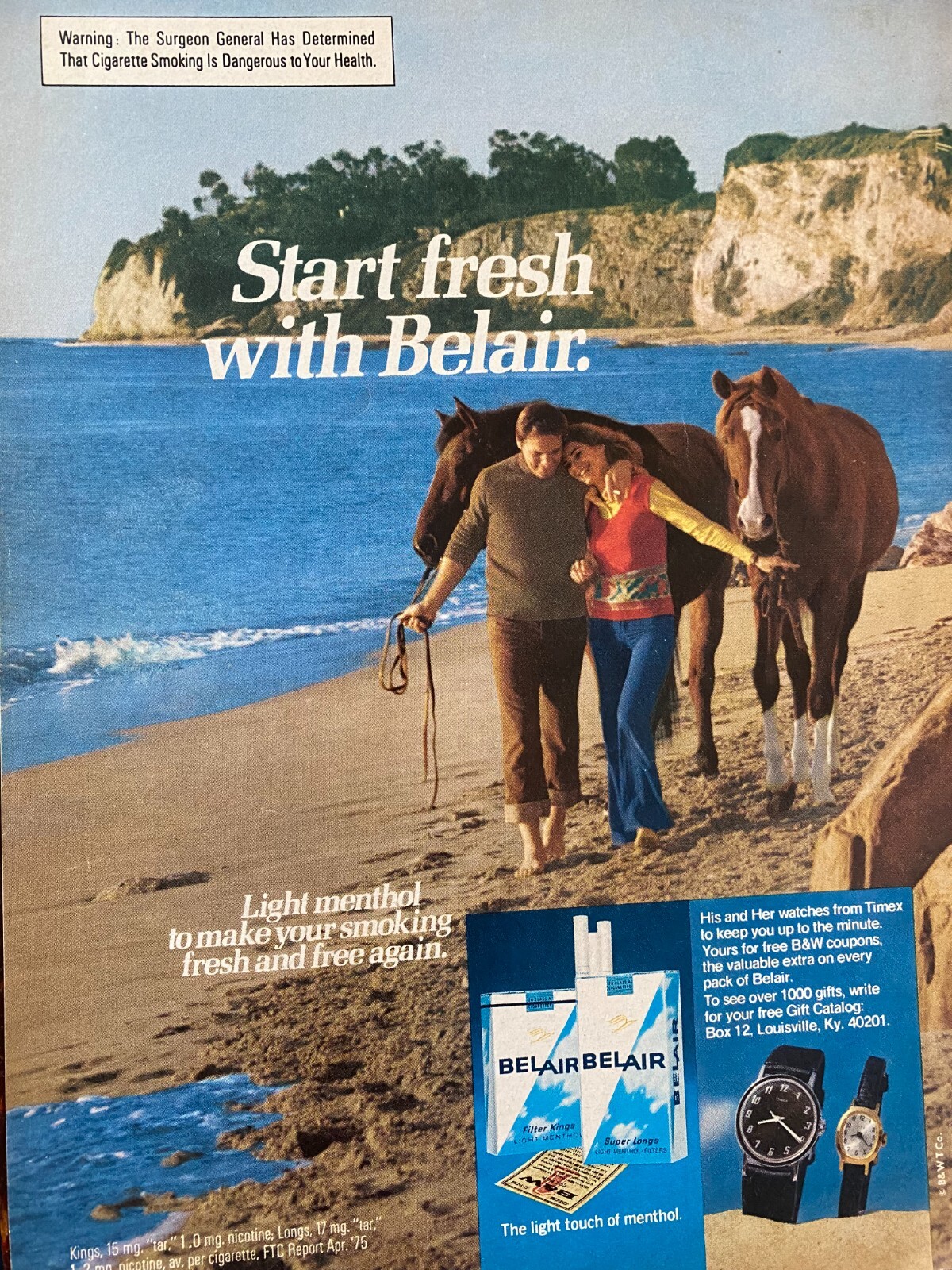 Belair Cigarettes, Full Page Vintage Print Ad