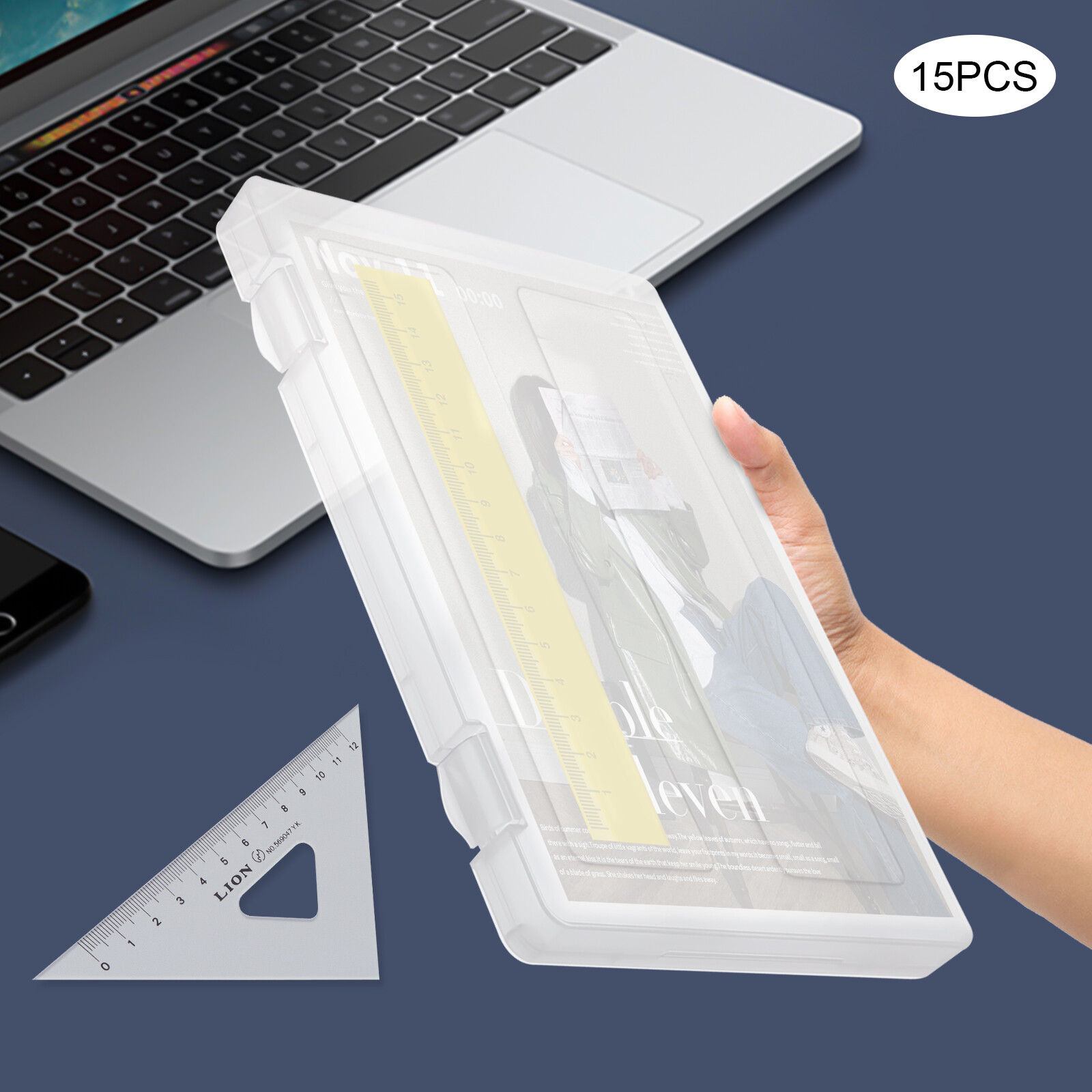 Transparent rectangular PP material portable data storage box 15 pieces NEW US