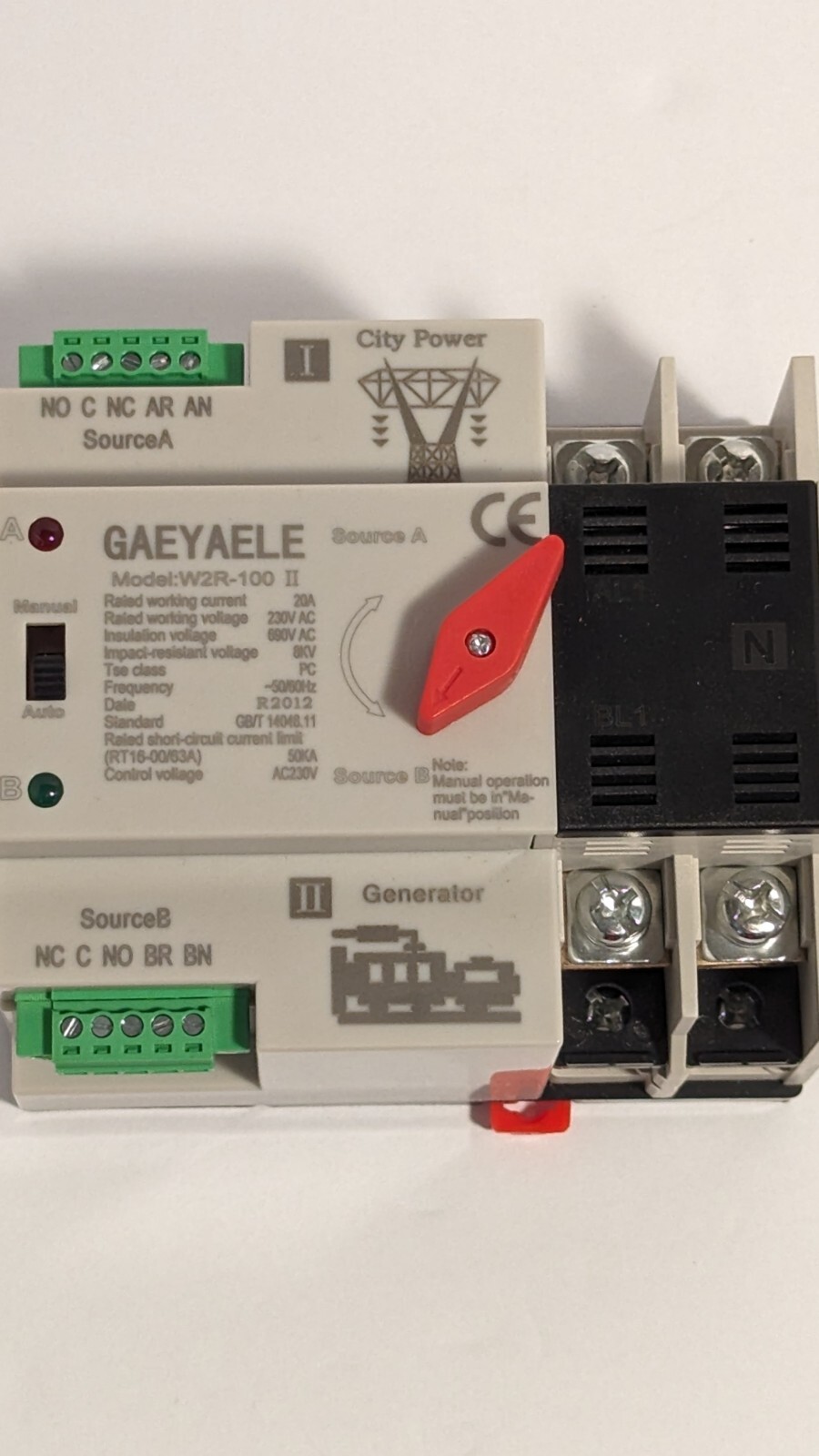 + GAEYAELE W2R -100 Mini ATS 2P Automatic Transfer Switch Electrical Switch A8 +