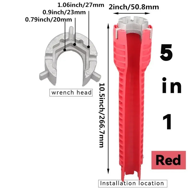 5 in 1 Anti Slip Flume Wrench Kitchen Sink Faucet Repair Plumbing Tool Kit