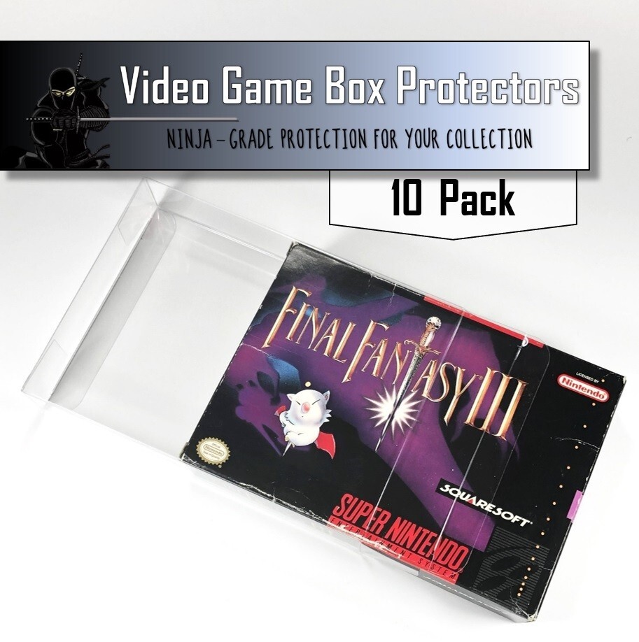 10 SNES Clear Plastic Box Protector Sleeve Case for Complete CIB Games