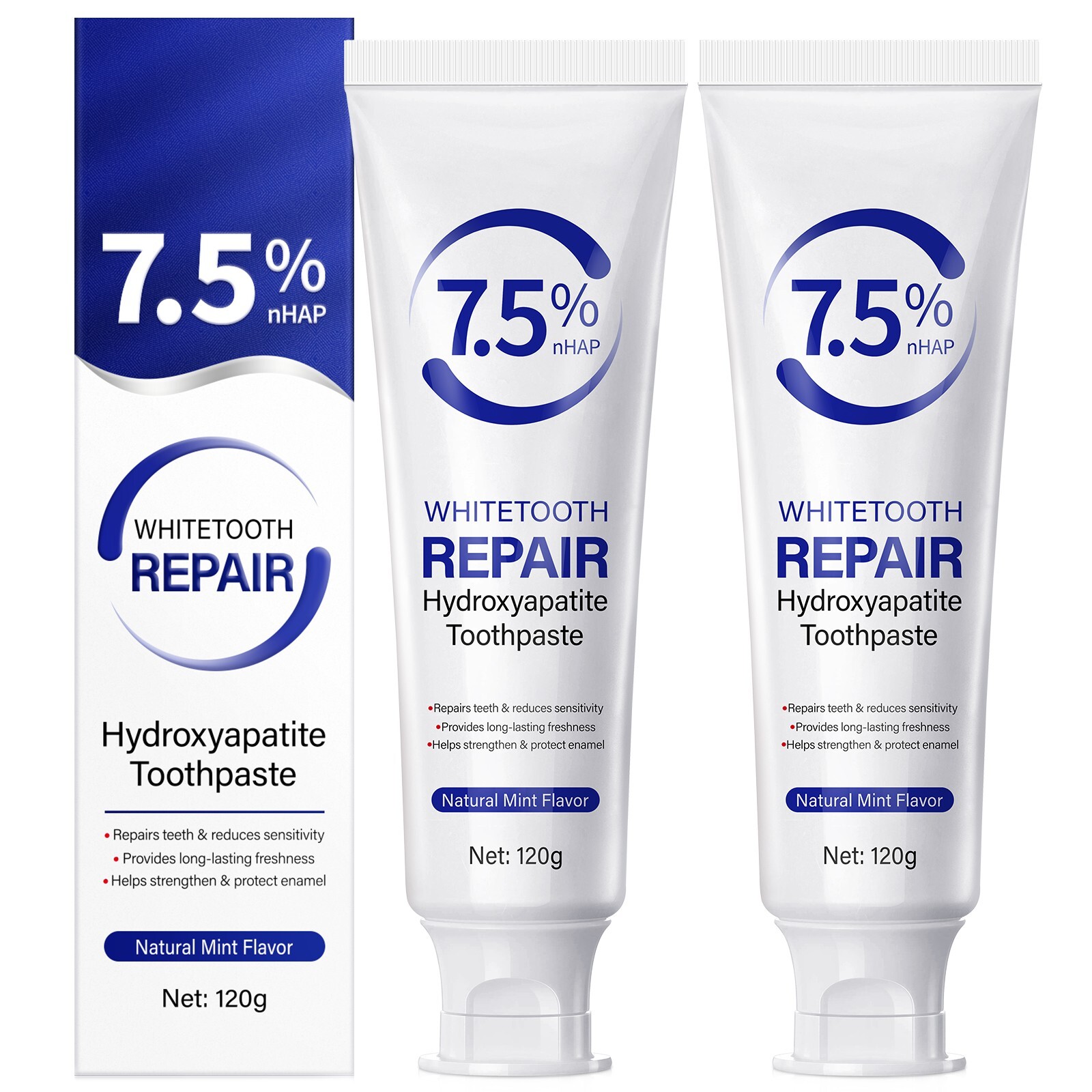 2x 7.5% Hydroxyapatite Toothpaste Remove Yellow Tooth Stains For Sensitive Teeth