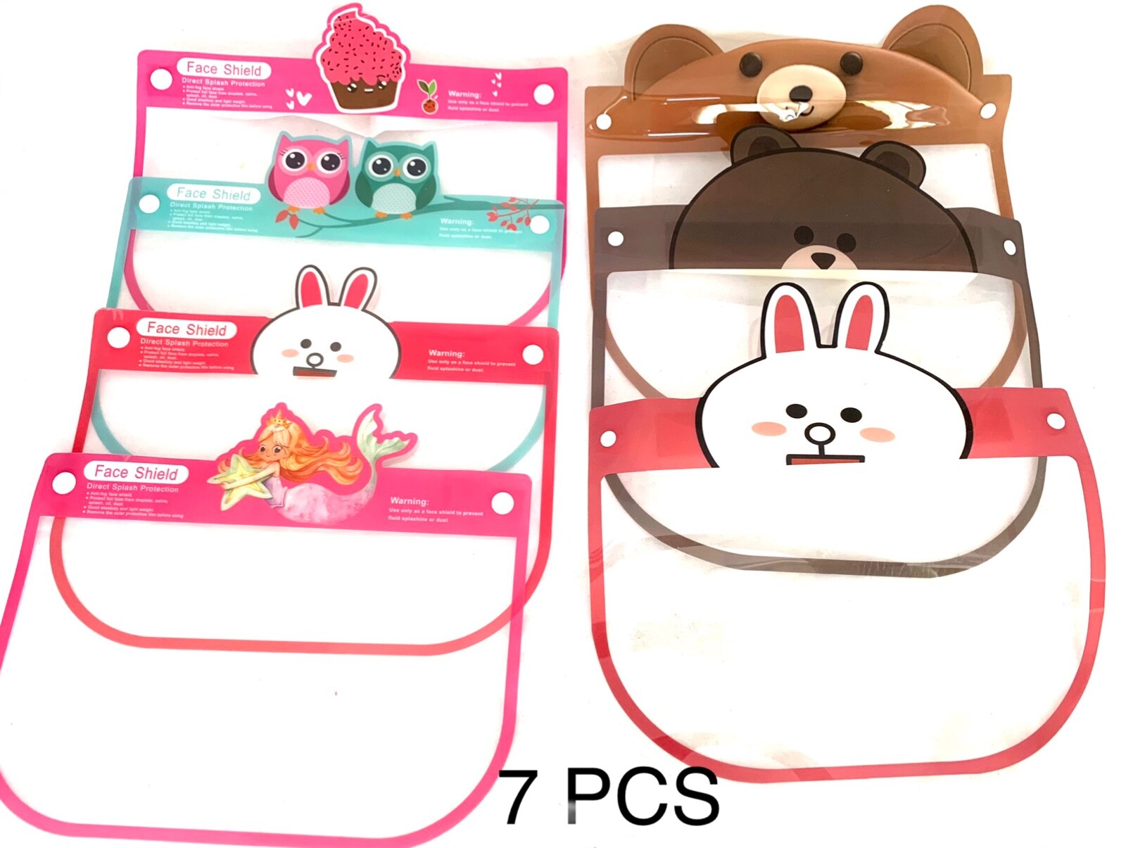KIDS FACE SHIELD 7PC SET MASK EYE NOSE COVER CUTE REUSABLE LOT SALE US SELLER