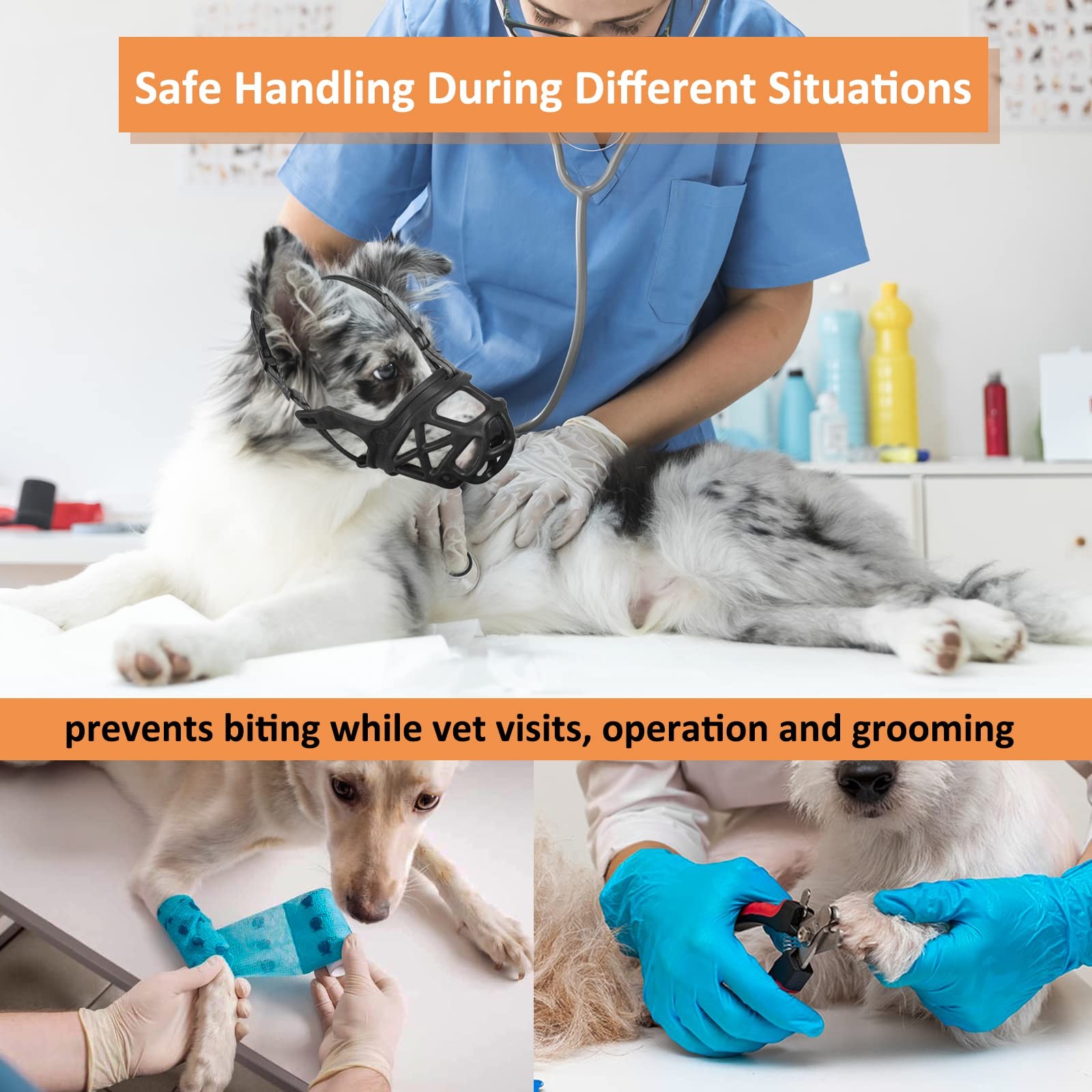 Dog Muzzle, Basket Muzzle for Biting, Chewing and Scavenging, Humane Cage Mou...