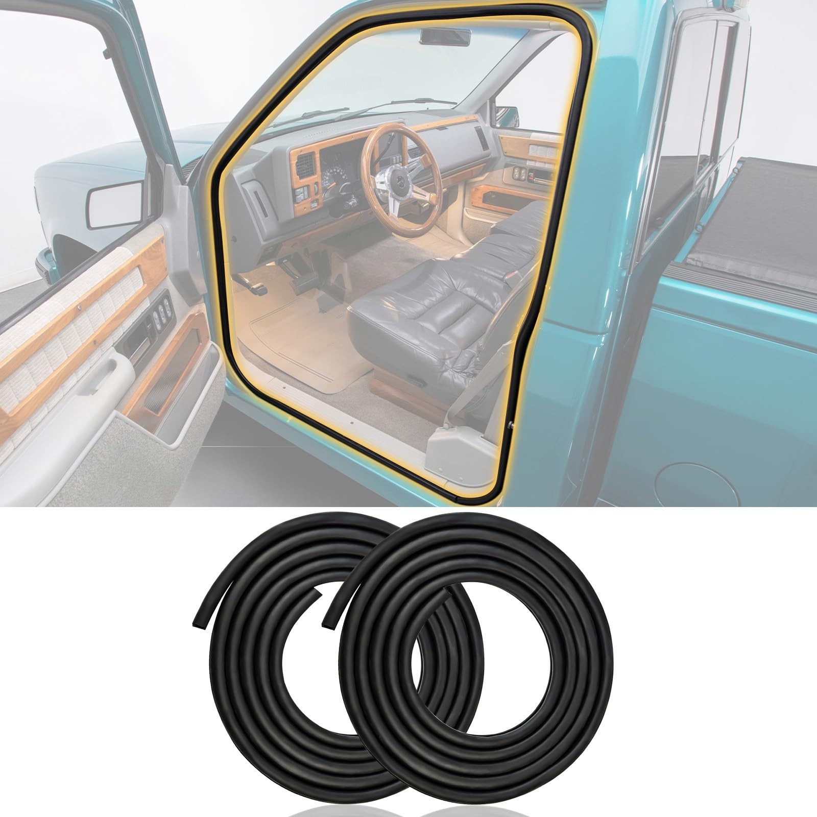 1 Pair Door Seal Weatherstrip for 1988-2000, Compatible with Chevy GMC C1500 ...