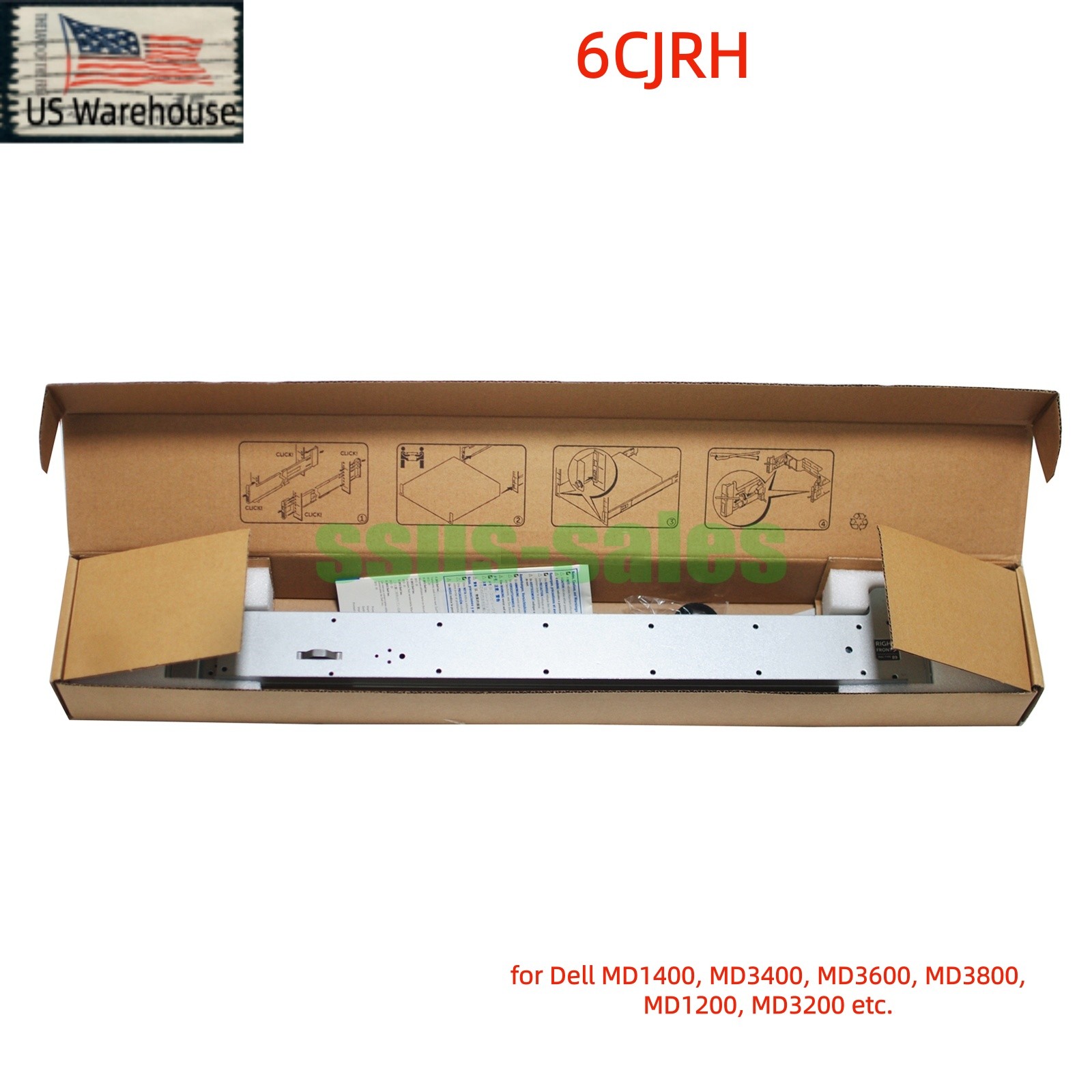 6CJRH 2U B9 Static Rail Kit for Dell MD1400 MD3400 MD3600 MD3800 MD1200 MD3200
