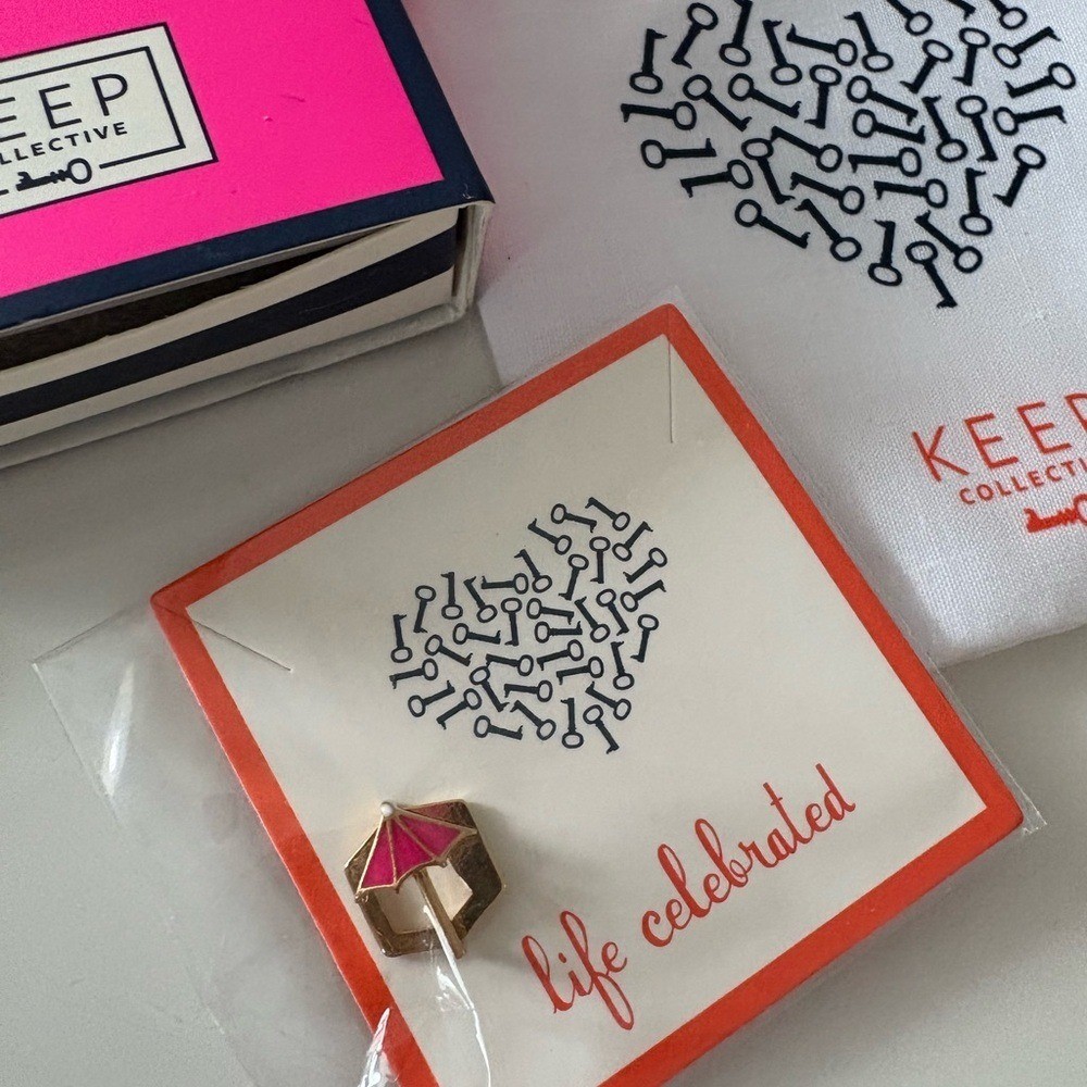 NWT Keep Collective " Drink Umbrella" gold pink charm