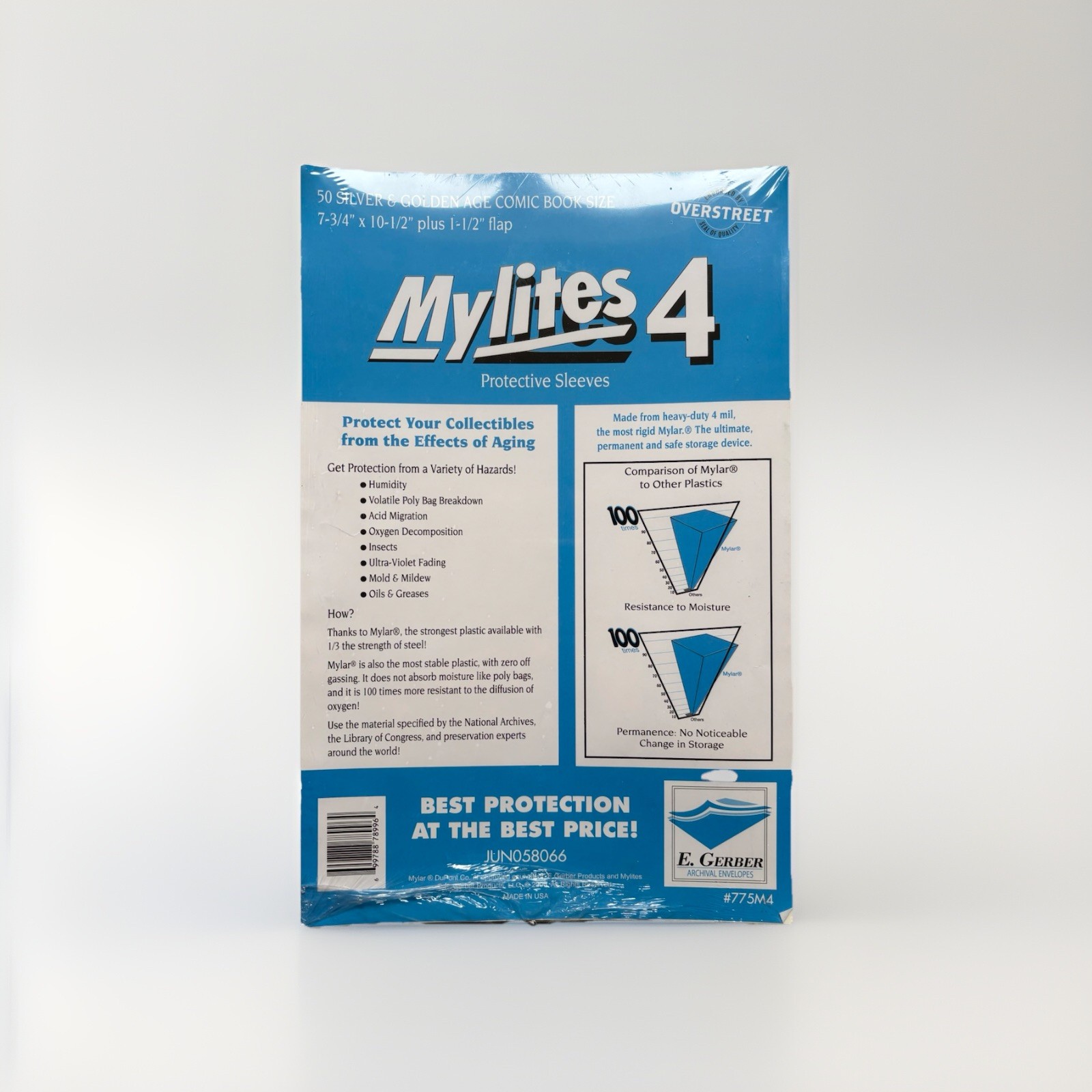 50 Mylites 4 Mil Mylar Comic Book Bags Silver/Golden Age 7 3/4 x 10 1/2 E Gerber