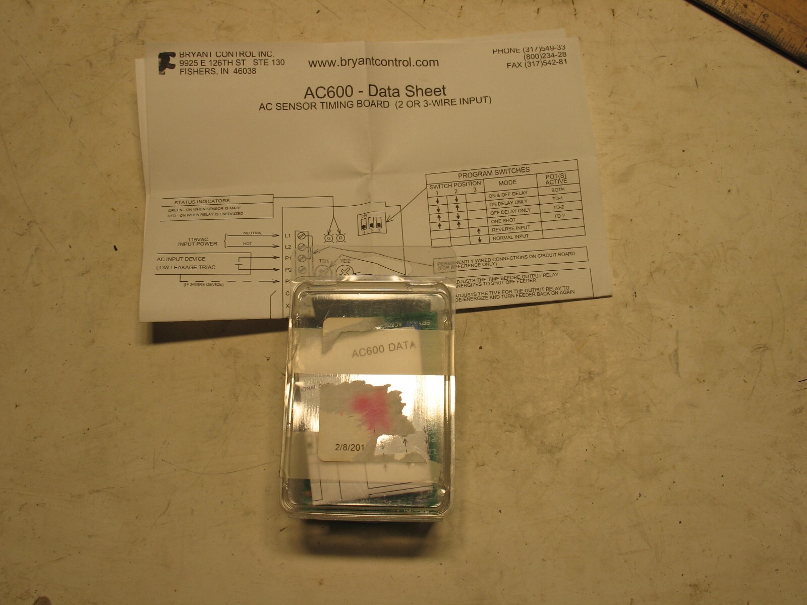 BRYANT CONTROL AC600 SERVICE KIT SENSOR TIMING CONTROL BOARD A1080