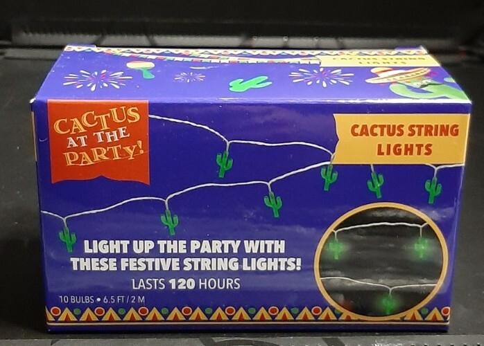 Green Cactus At The Party, Red Chili Pepper String Lights Battery Op, 6.5 ft,2 M