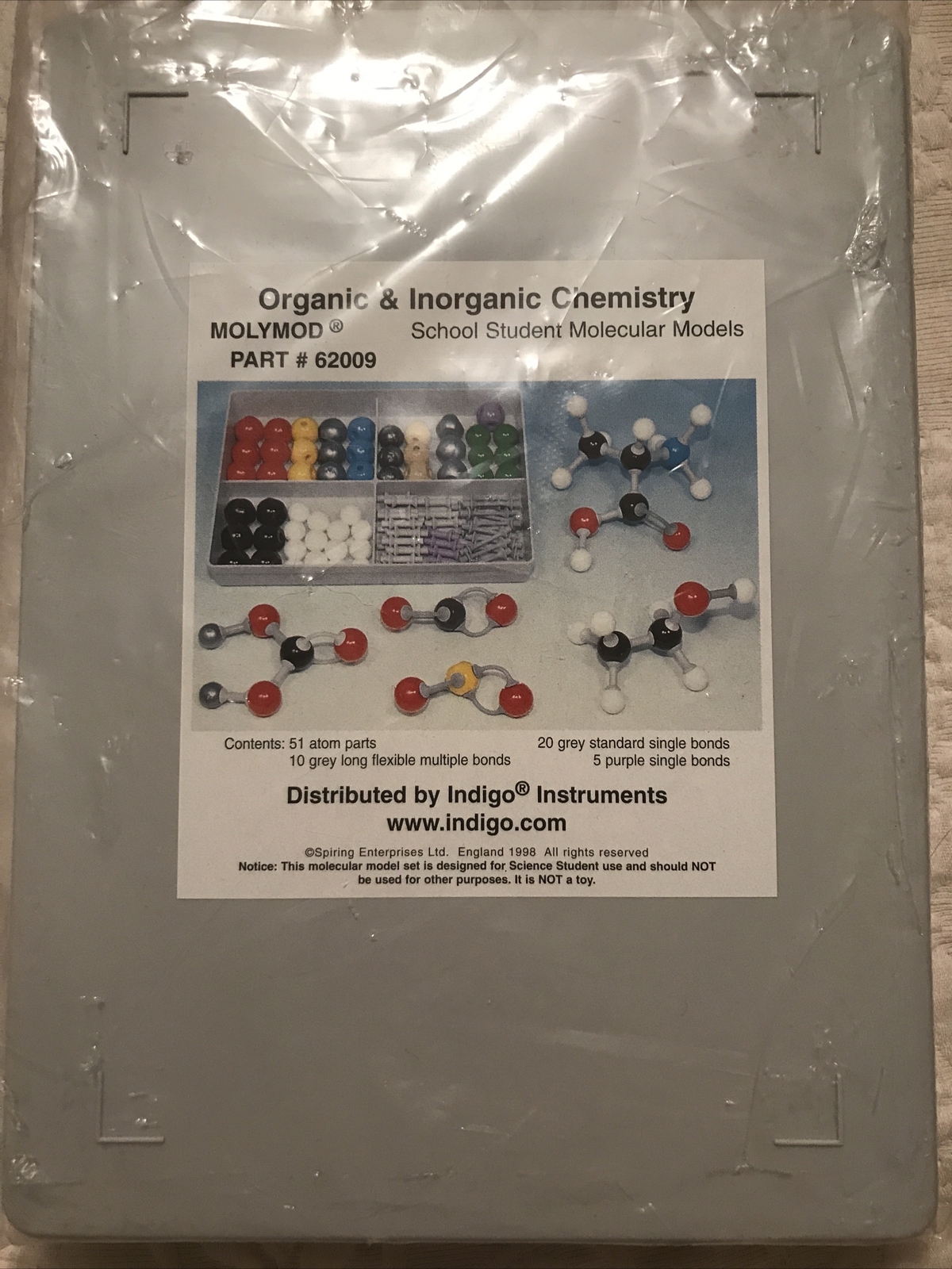 NEW Organic & Inorganic Chemistry Molymod part#62009 student molecular m. 1998