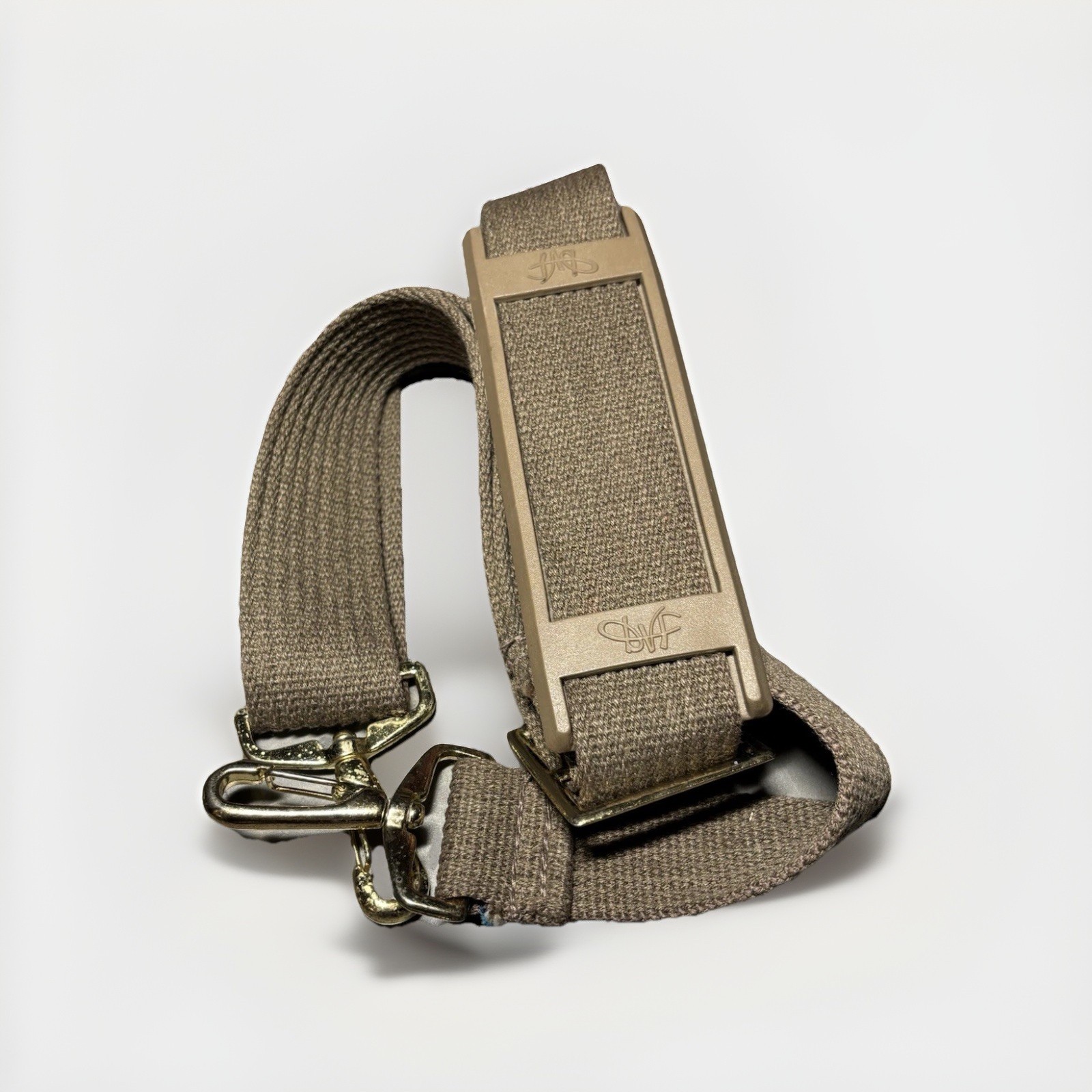 DVF Adjustable Tan Canvas Shoulder Strap with Gold Hardware and Comfort Pad