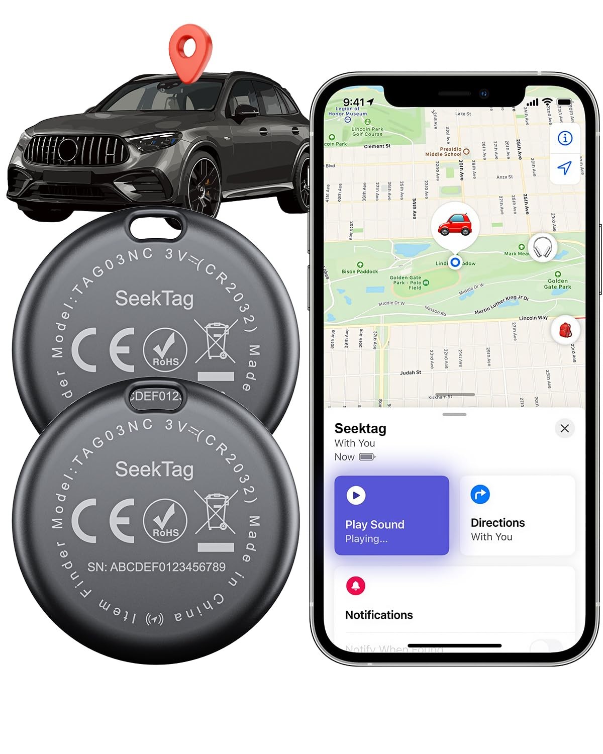 GPS Android Air Tracker Tags Device for Car and Vehicles,2 Year Battery Life ...
