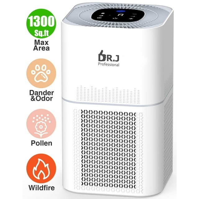 DR. J Professional AP206 1300sq.ft HEPA Air Purifiers, White