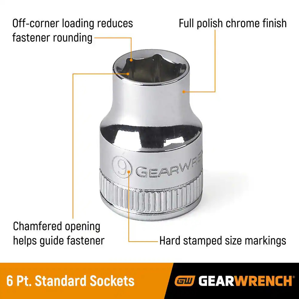 1/2 In. Drive 6 Point SAE Standard Socket 1-1/8 In.