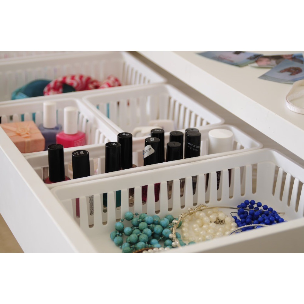 18-Pack White Mini Storage Trays 6.4x5x2.4" Stackable Plastic Organizer Bins