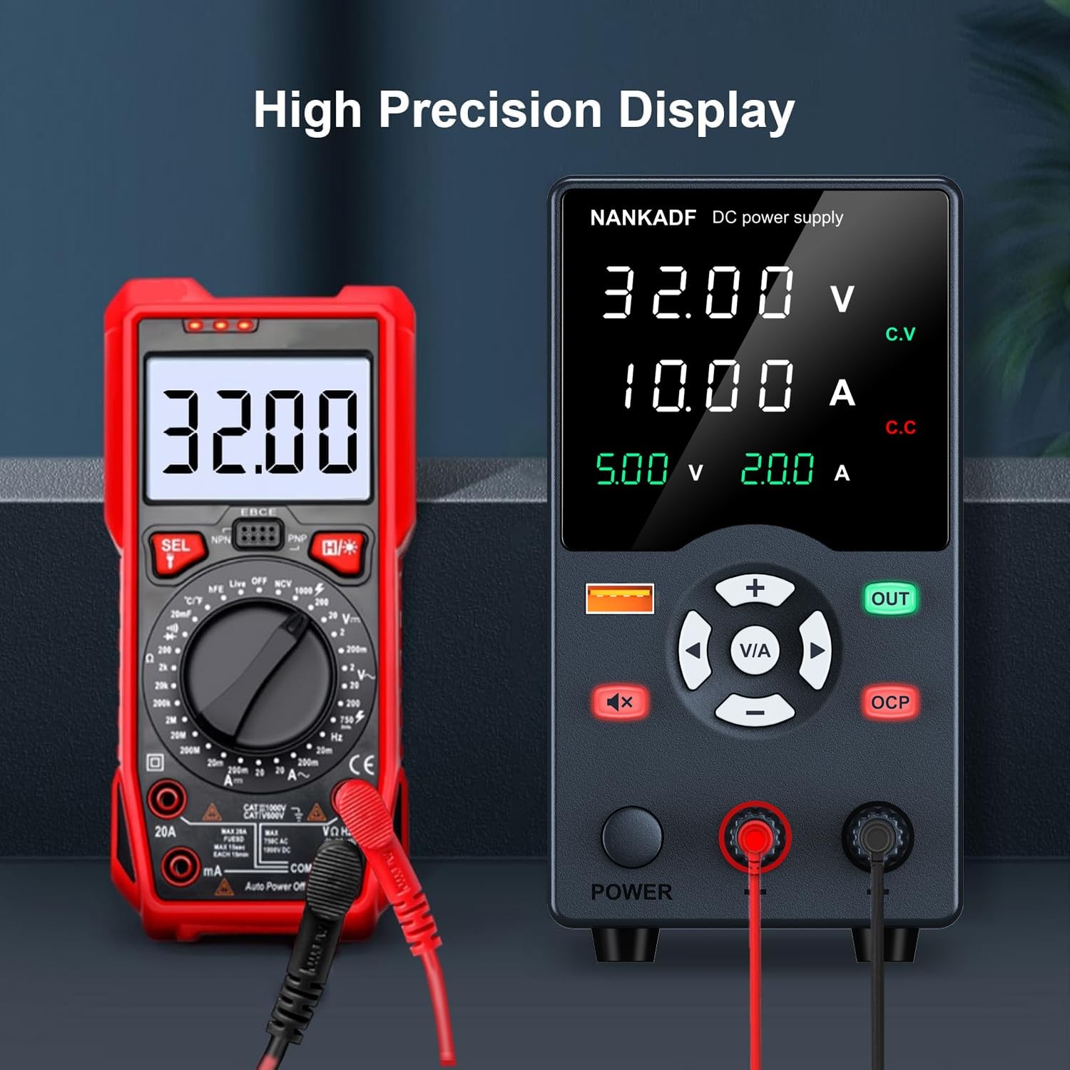 DC Power Supply, Variable Power Supply with Output Button, USB Fast Charging ...