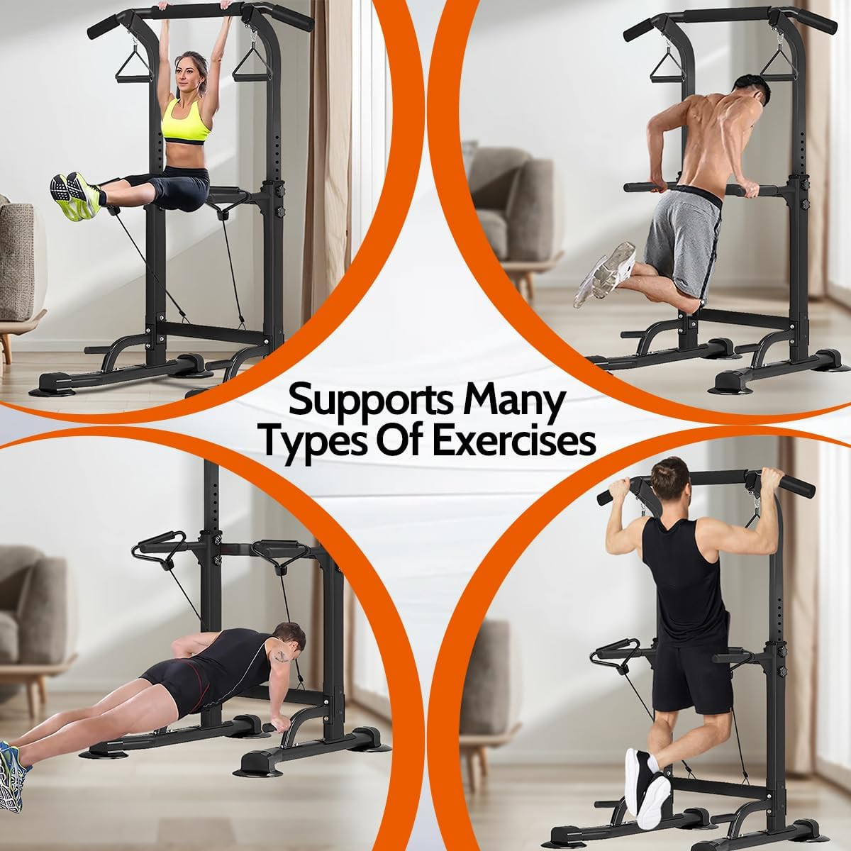 Power Tower Pull up Dip Station Adjustable Height Multifunctional Home Strength