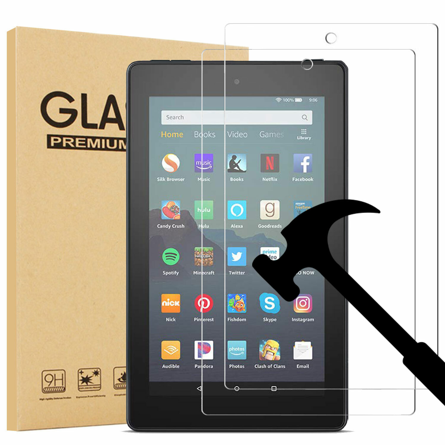 2 Pack Tempered Glass Screen Protector For All-New Fire 7 / Fire 7 Kids Edition