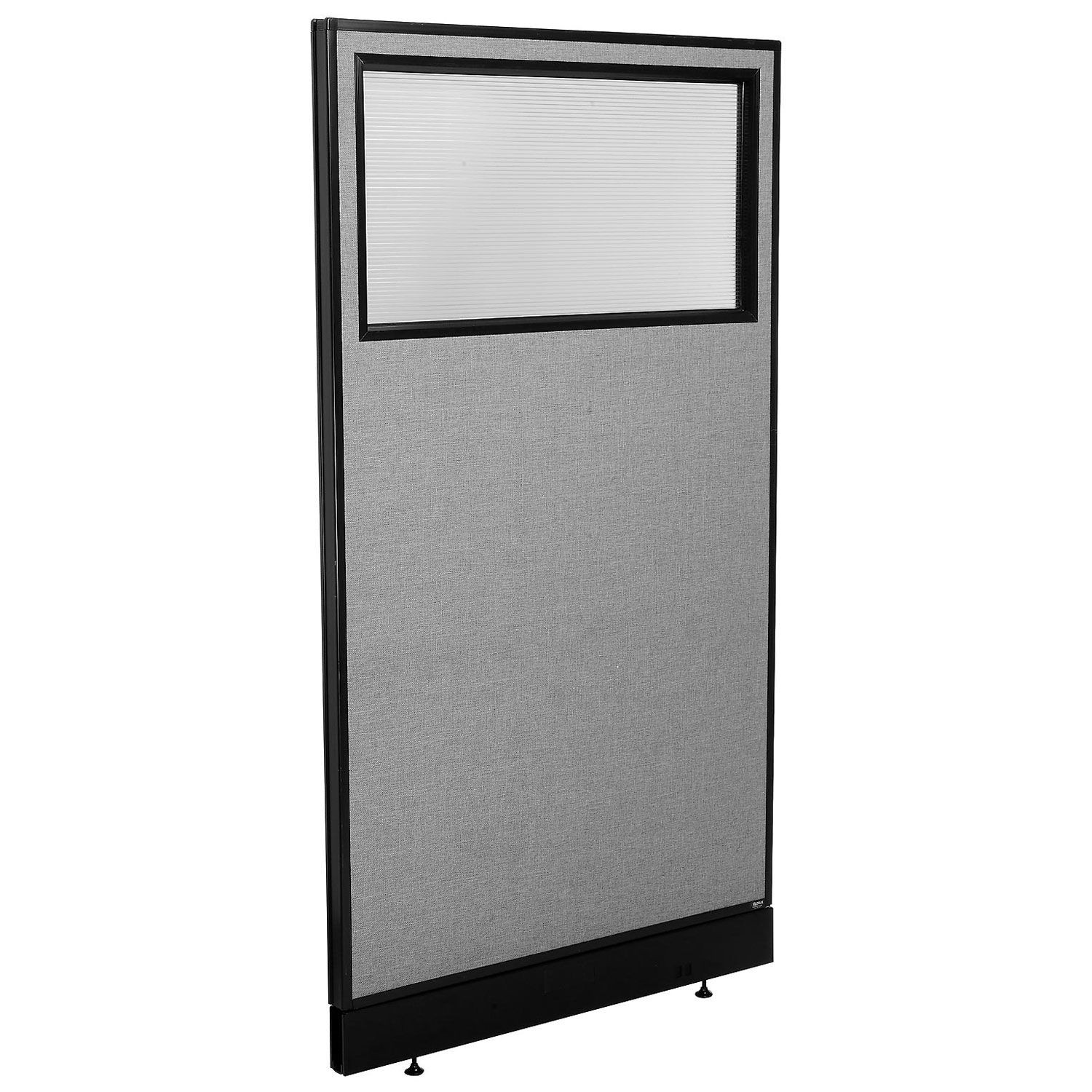 36-1/4"W x 64"H Office Partition Panel with Partial Window  Raceway Gray