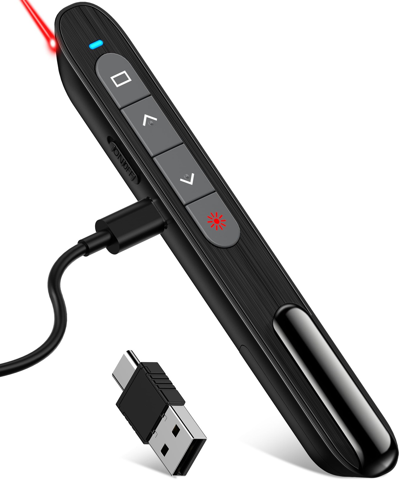 USB C Rechargeable Presentation Remote with Red Light,Wireless Preseter PPT S...
