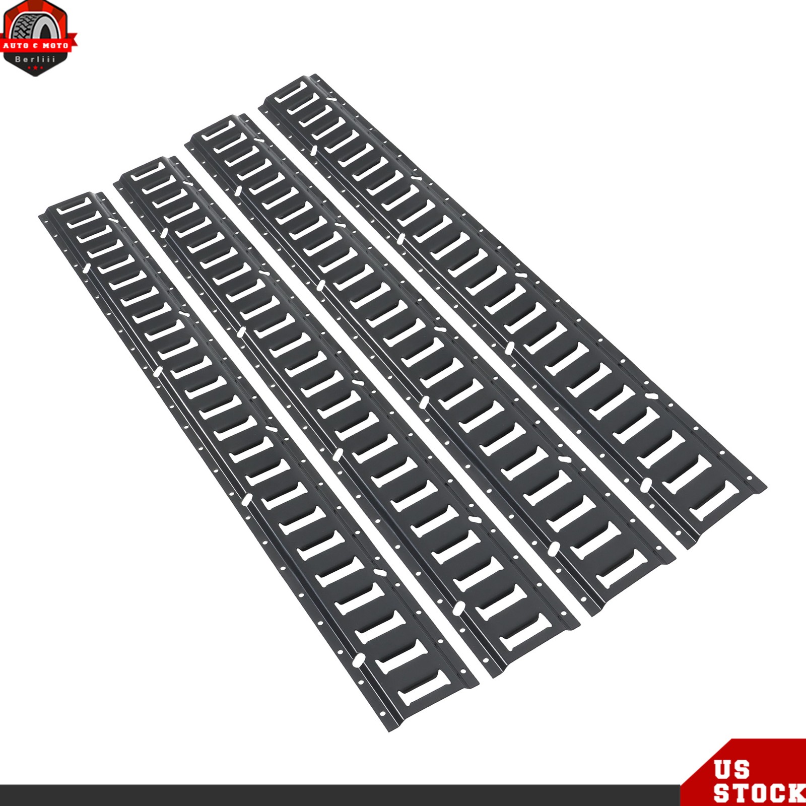 Black For Trailers 4-Piece Set Universal Fitment 4' E Track Tie Down Rail Kit