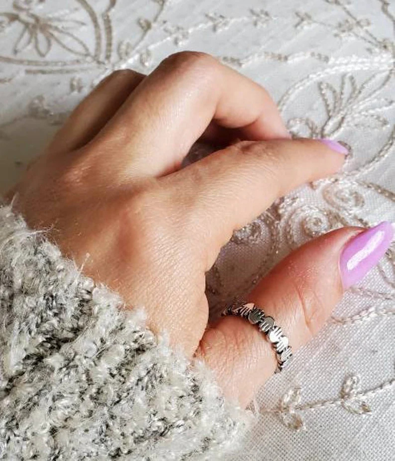 Sterling Silver Hand of Fatima Hansa Protection Amulet Ring