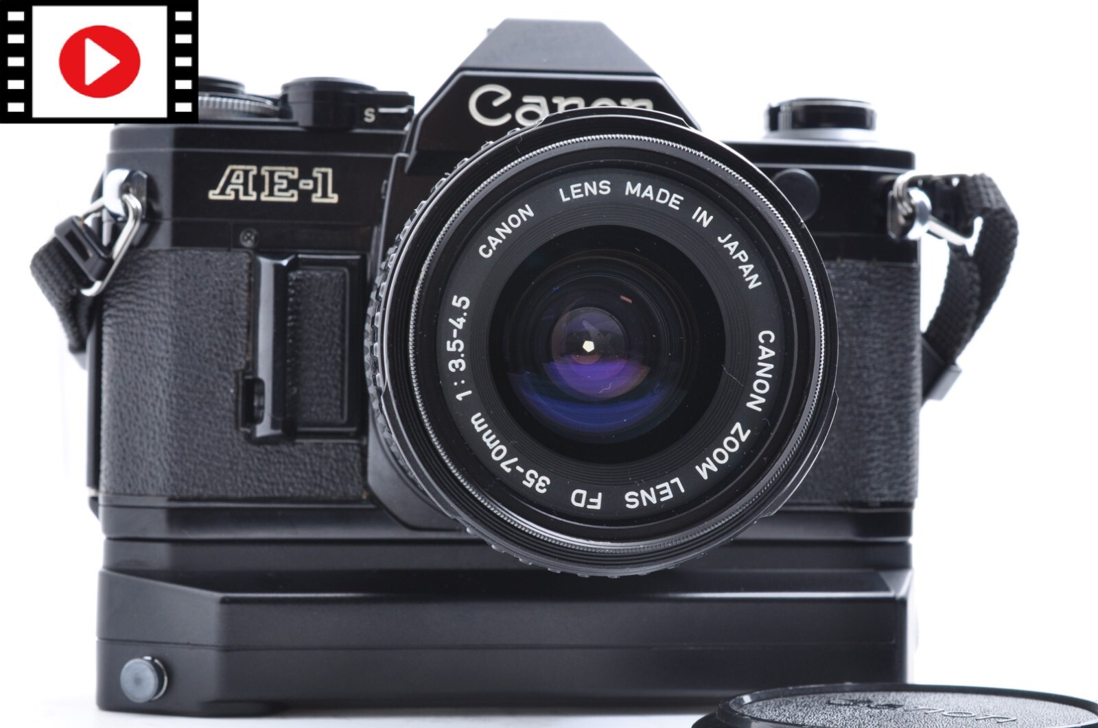 Canon AE-1 Black 35mm SLR Film Camera FD 35-70ｍｍ F/3.5-4.5 Lens Exc+5 From Japan