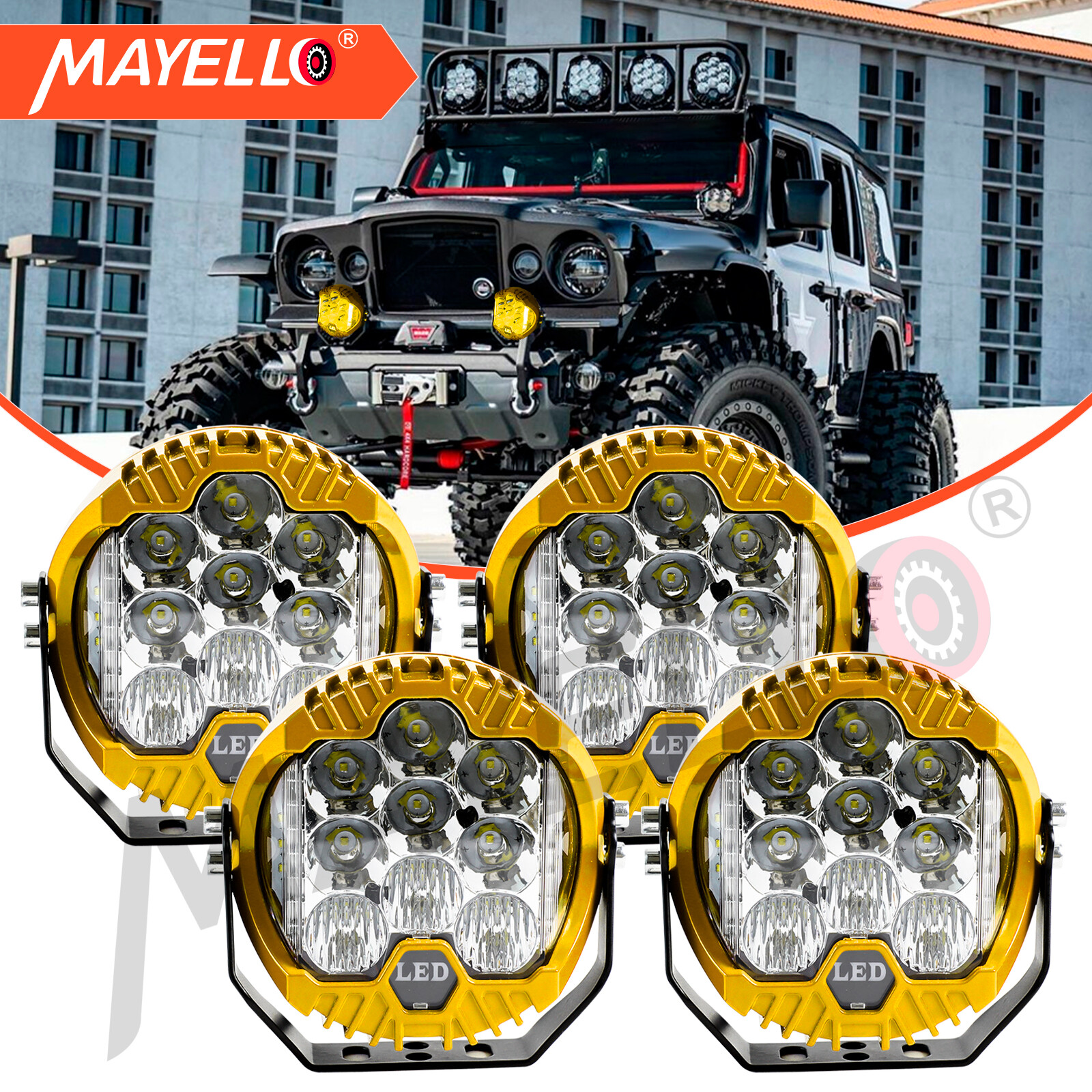 4PCS 7inch LED Work Light Pods Spot Flood Combo Fog Lamp for Offroad Driving Car