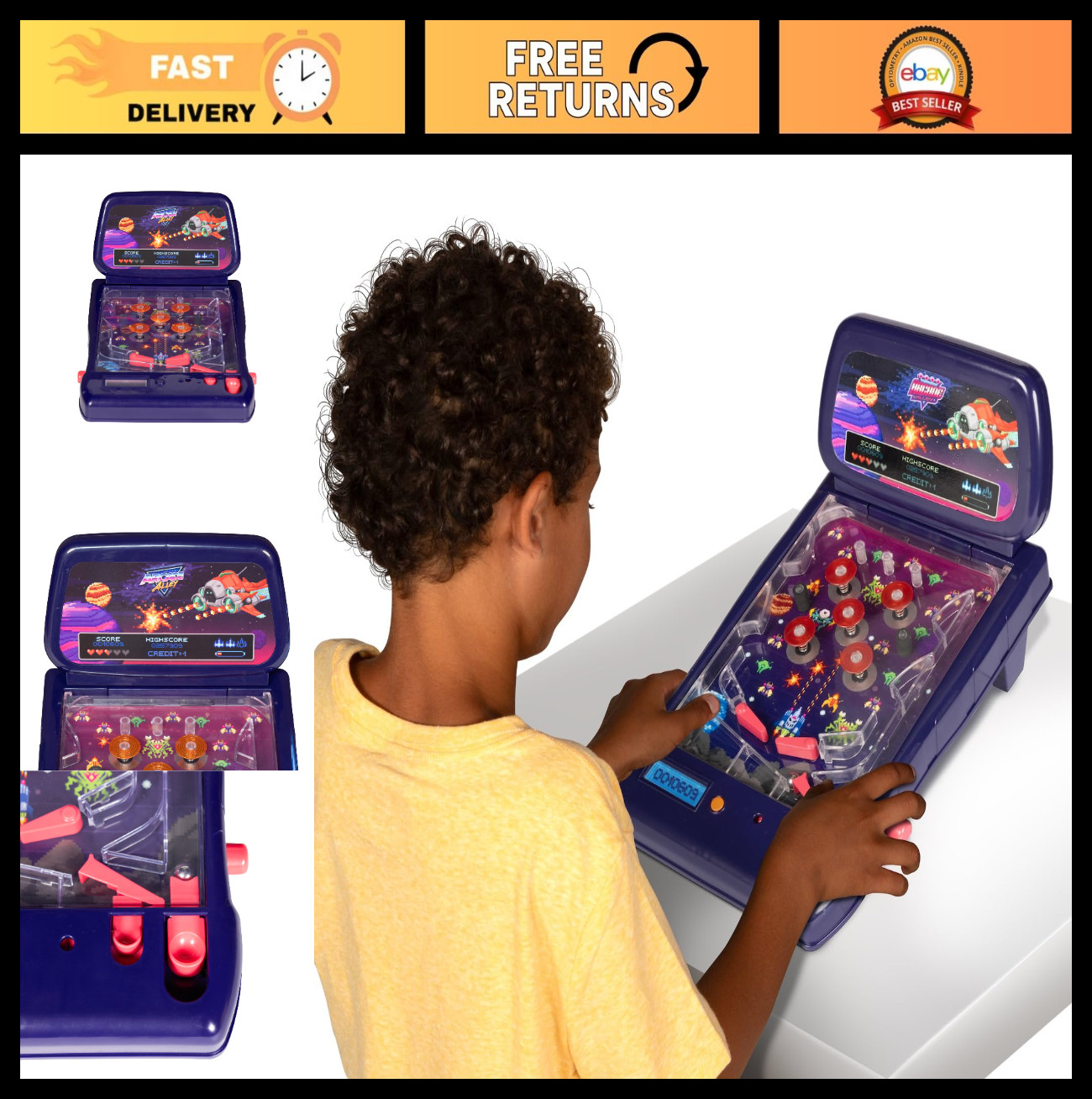 Tabletop Pinball Game - Fun Arcade Alley Indoor Family Playroom Activity