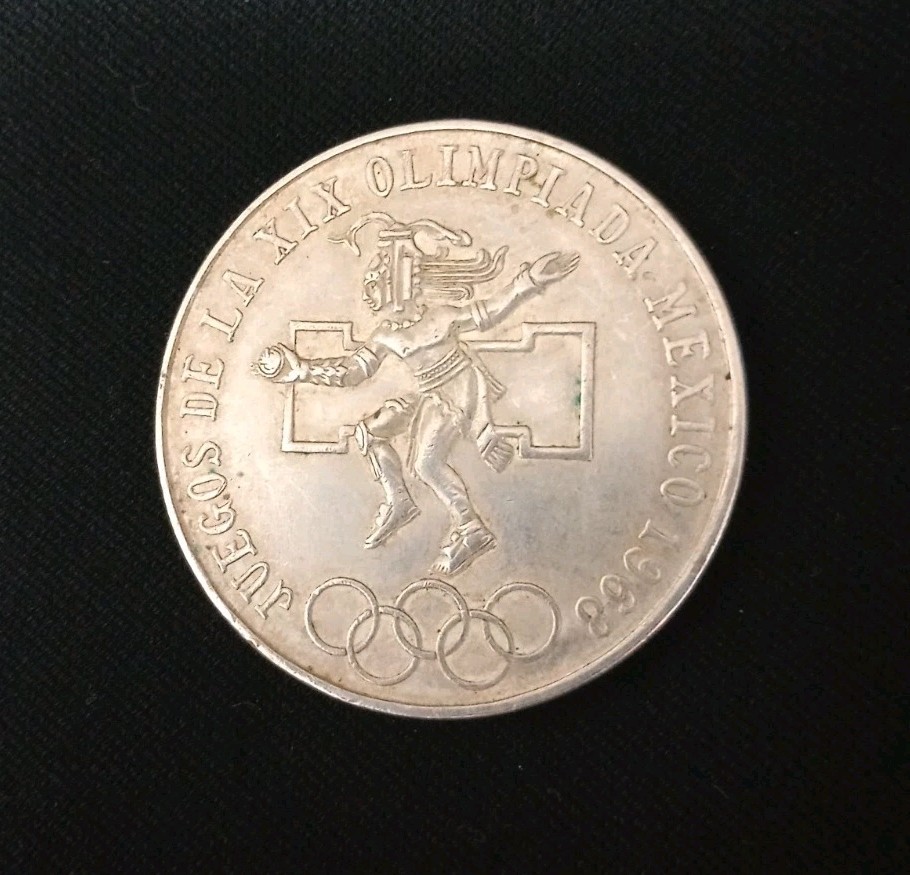 1968 Mexico 25 Pesos Olympic Games Silver Coin Mexico City Olympics Vintage