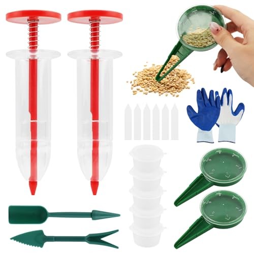 7 Piece Mini Seed Spreader Tool Set - Garden Planting Equipment with Hand Seed