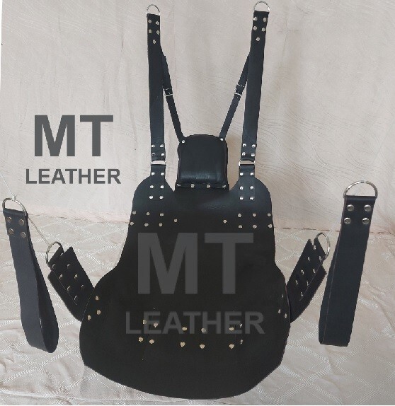 SLING SWING Hammock For Sex ADULT PLAY ROOM FUN PURE BLACK REAL LEATHER