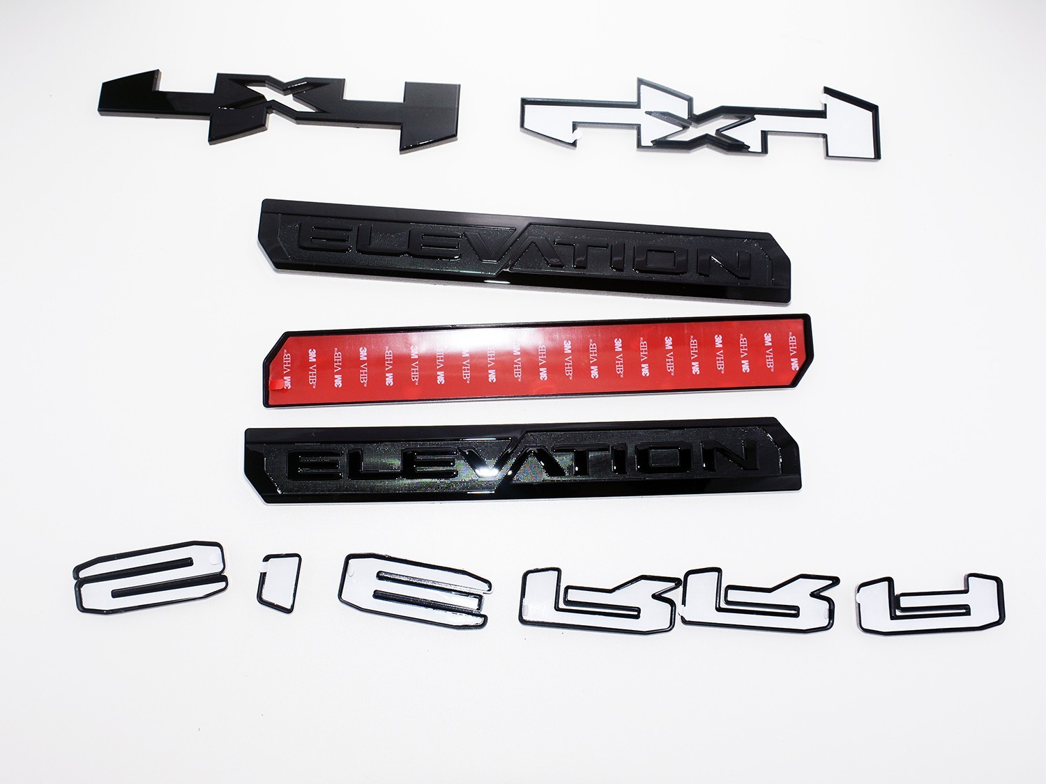 Overlay Emblems Fits 19-24 Sierra Elevation 4X4 Badges set of 6 Gloss Black