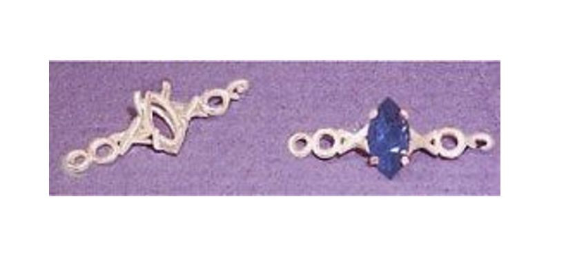 8x4mm Marquise X's & O's Silver Pre-Notched Bracelet Link Setting