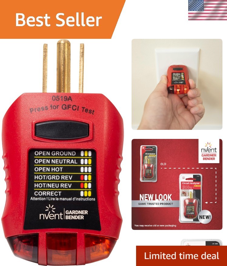 Ground Fault Receptacle Tester with LED Display - Essential Electrical Analyzer