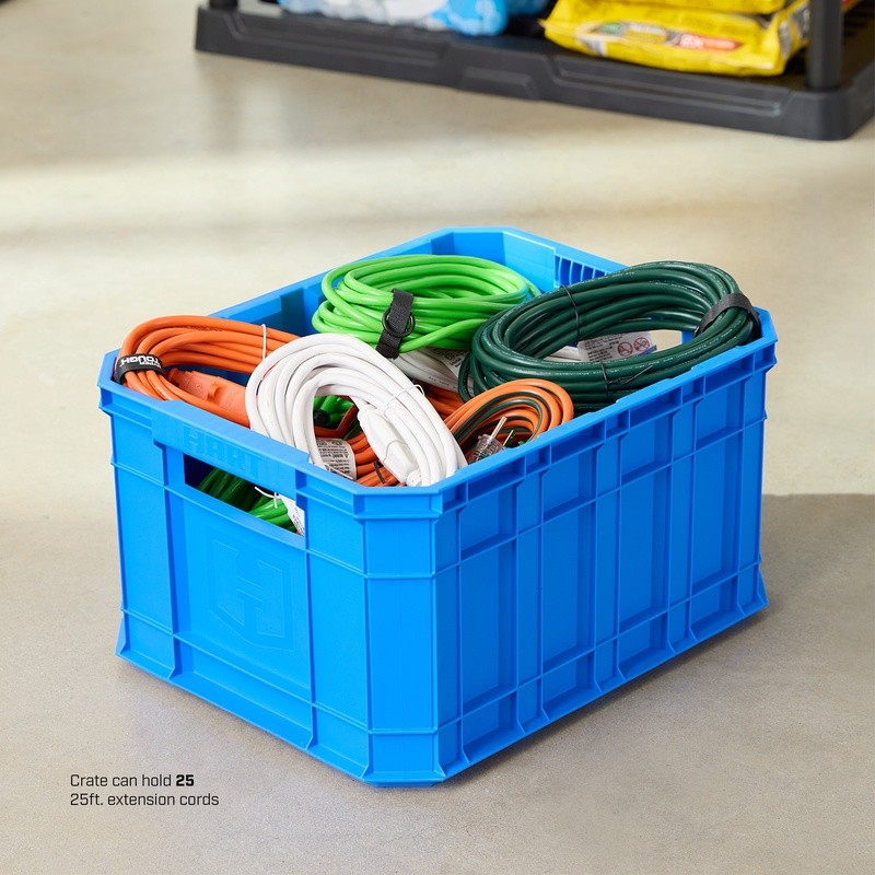 Durable Stackable Plastic Utility Crate W/ Ergonomic Handles Home Storage New