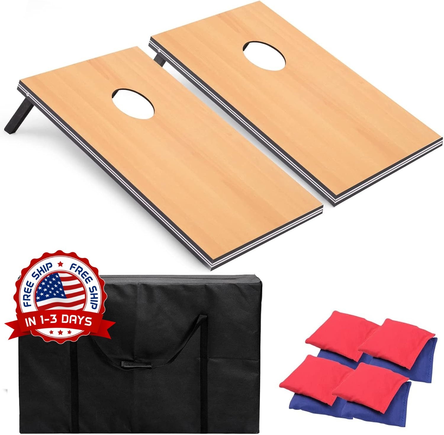 Juego de Cornhole con bolsas de transporte y 8 bolsas de frijoles para la famili